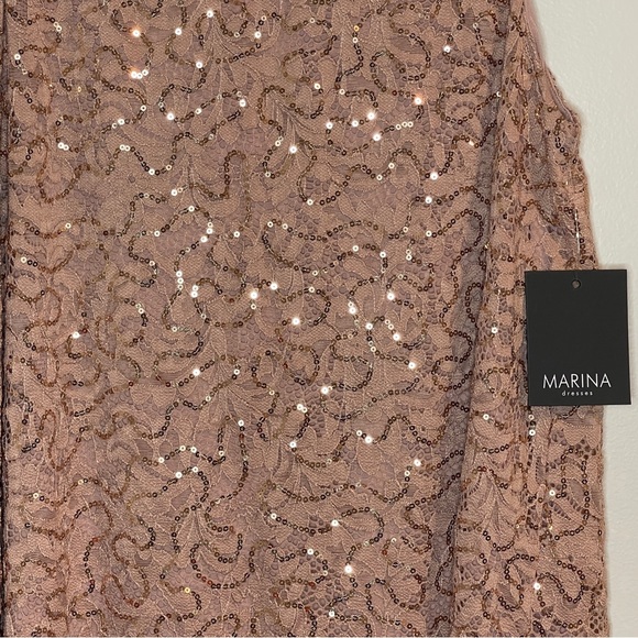 MARINA Sequin Lace A-Line Dress in Blush Size M - Picture 6 of 10